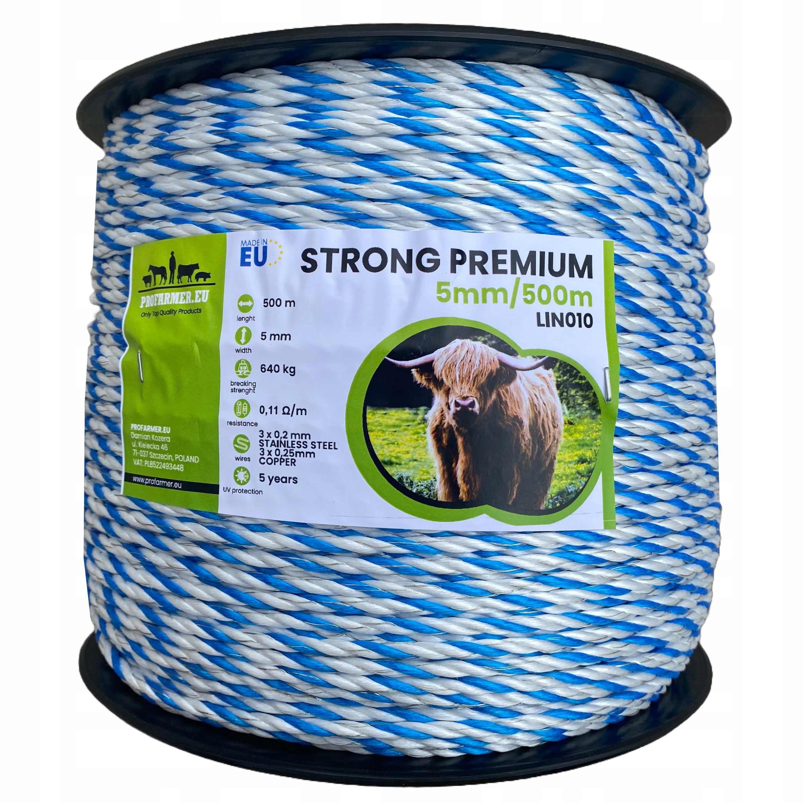 HRUBÉ LANO medený drôt 5mm/500m pre pastiera 640 kg